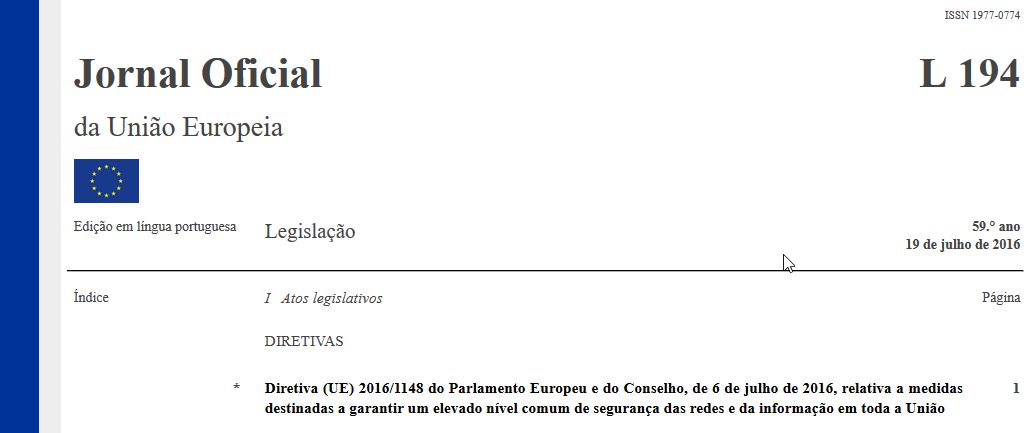 Directiva (UE) 2016/1148, de 6 de Julho de 2016