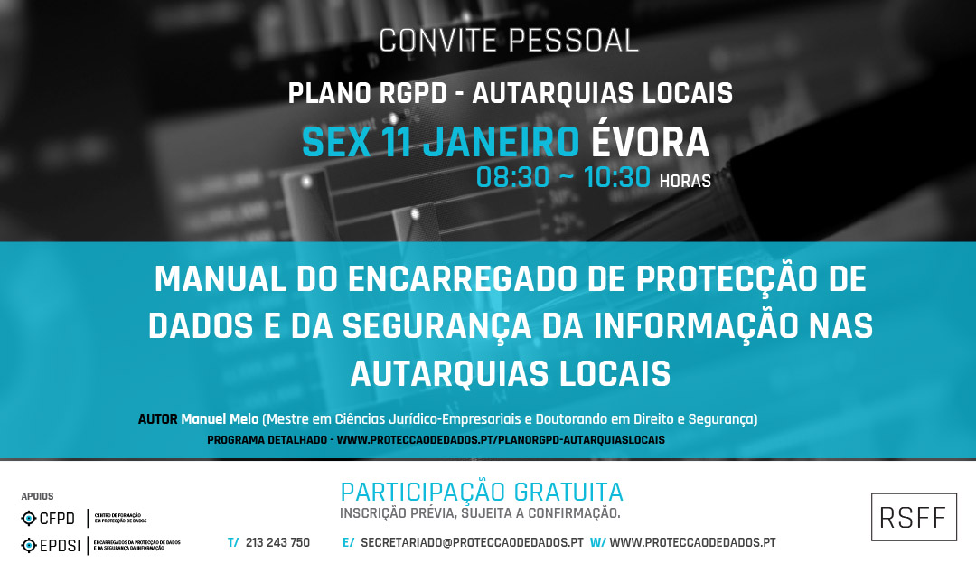 Plano RGPD | Autarquias Locais - Apresentação em Évora Plano RGPD | Autarquias Locais - Apresentação em Évora