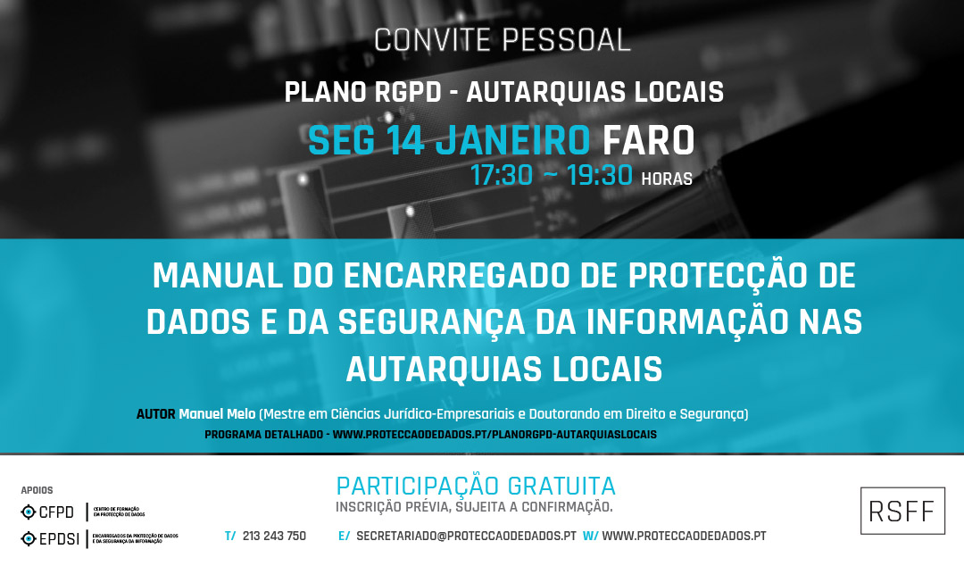 Plano RGPD | Autarquias Locais - Ciclo de Apresentações - Faro Plano RGPD | Autarquias Locais - Ciclo de Apresentações - Faro